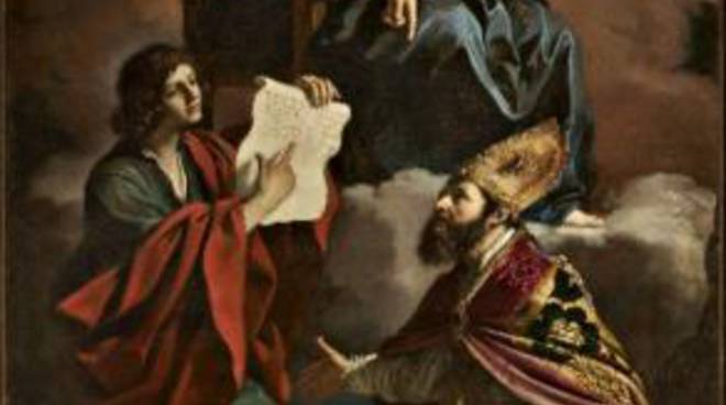 Guercino, La Madonna con i Santi Giovanni Evangelista e Gregorio Taumaturgo