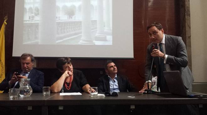 Un momento della conferenza stampa a palazzo Matteotti a Napoli