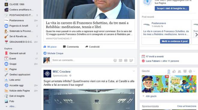 Msc pubblicità su facebook la abbina a Schettino