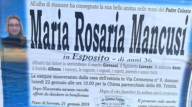 Piano Di Sorrento Lutto Per La Morte Di Maria Rosaria Mancusi Positanonews