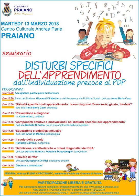 Seminario Praiano Disturbi specifici dell'apprendimento dall'individuazione precoce del PDP