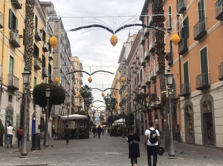 Salerno. Cominciano le installazioni per Luci d’Artista e sul Corso Vittorio Emanuele compaiono a sorpresa i limoni