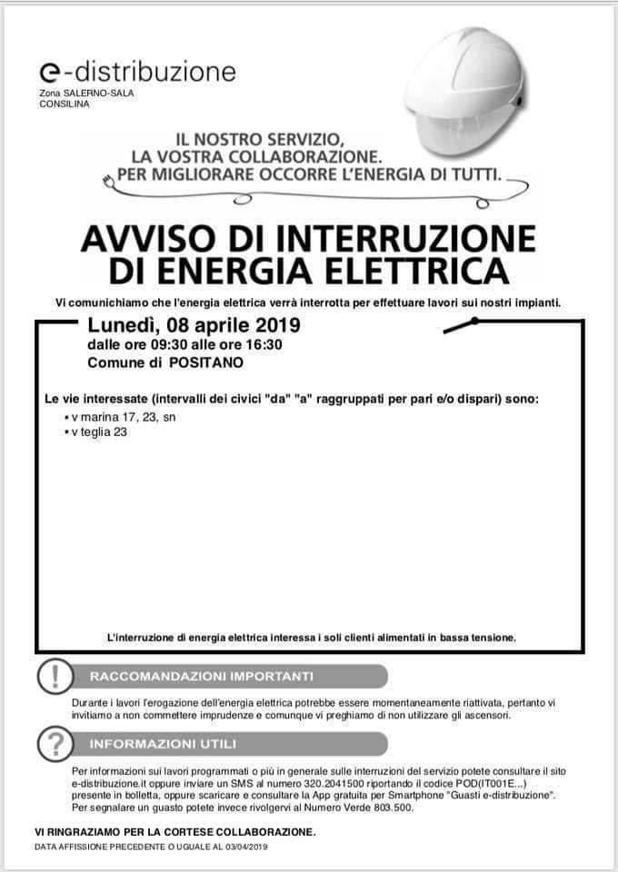 avviso interruzione corrente elettrica 