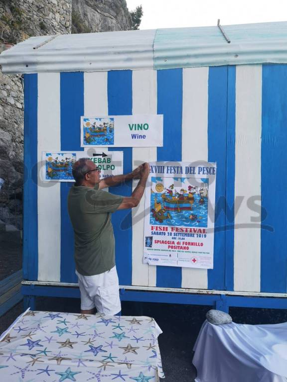 Positano. Preparativi per la Festa del Pesce