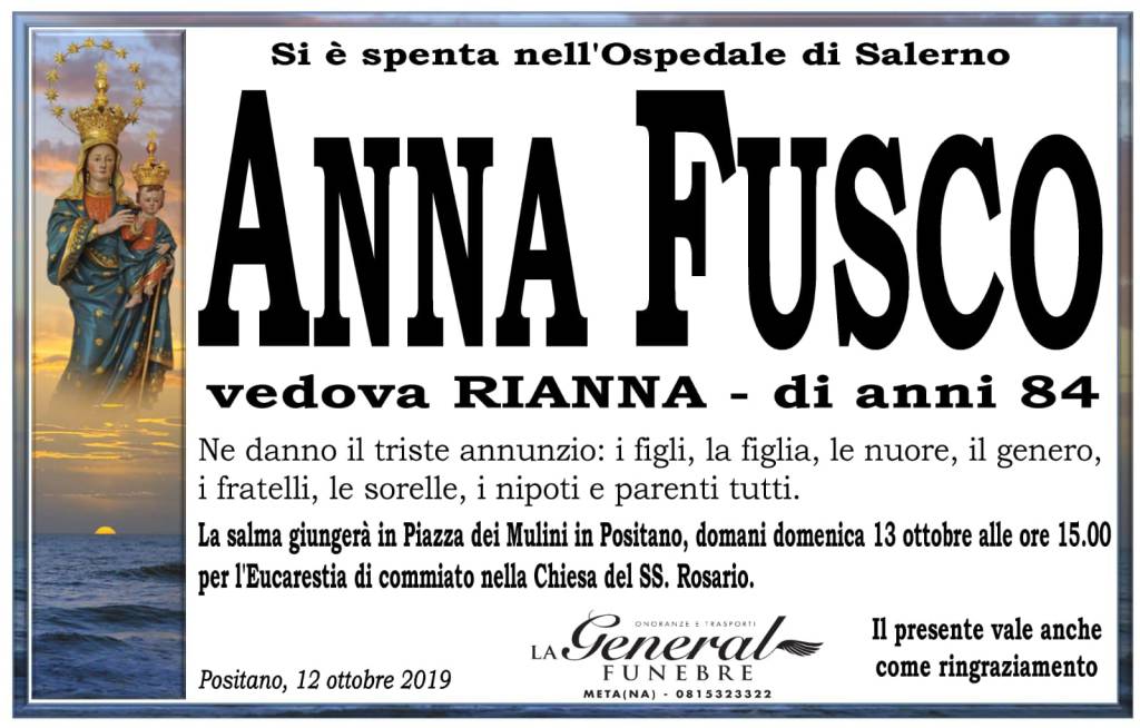 lutto anna fusco positano