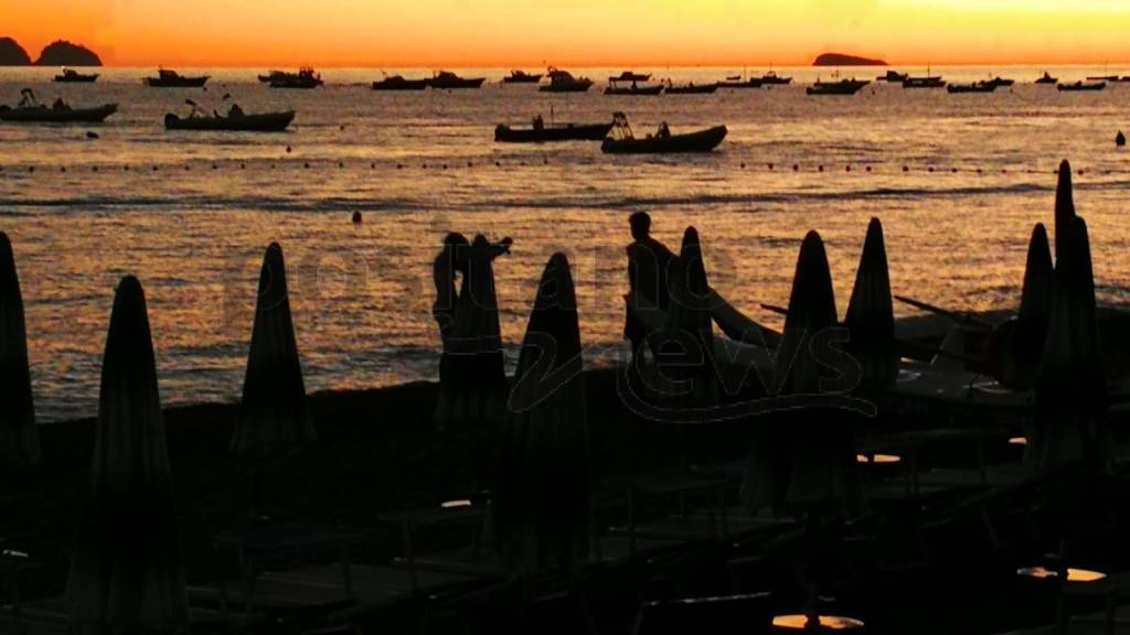 Tramonto rosso fuoco a Positano