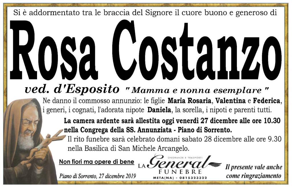 Lutto Rosa Costanzo