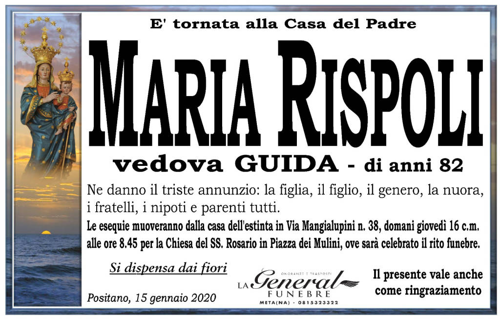 maria rispoli lutto positano