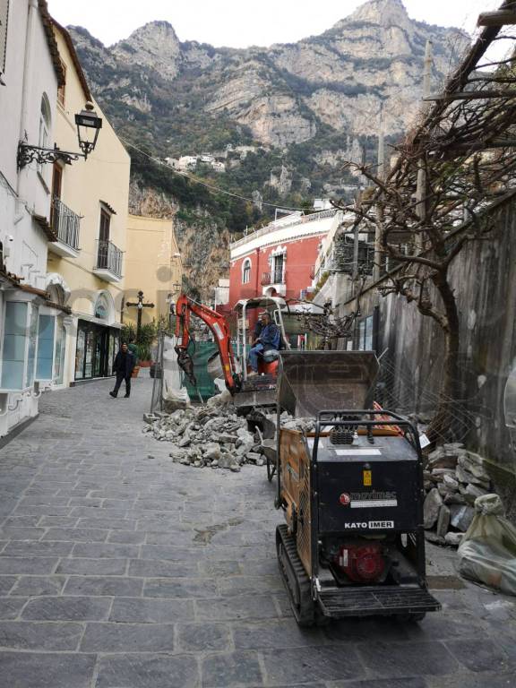 Positano. Cantiere in corso: lavori in Via dei Mulini