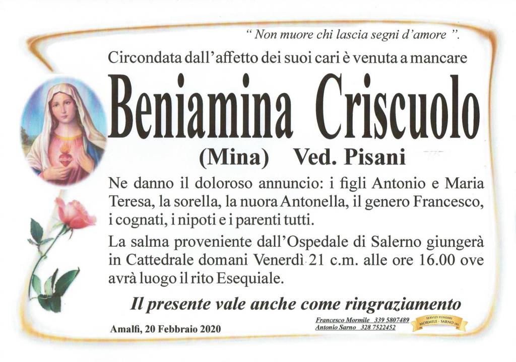 Manifesto Beniamina Criscuolo