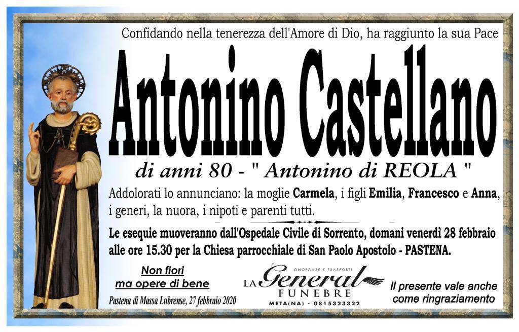 Pastena - Massa Lubrense a lutto per la scomparsa di Antonino Castellano