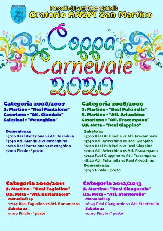 sant'agnello coppa di carnevale per bambini all'oratorio di san martino