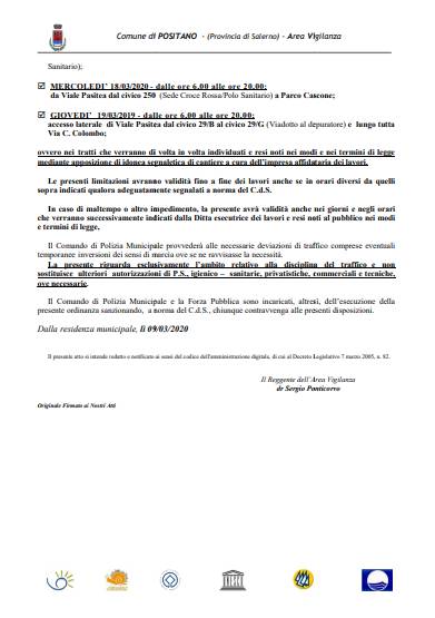 Positano. Ripristino della segnaletica orizzontale lungo le strade comunali Viale Pasitea e Via C. Colombo