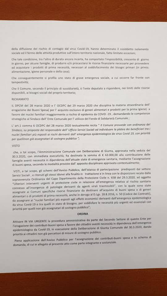 Sant'Agnello. Emergenza Covid-19. Il sindaco Piergiorgio Sagristani comunica l'iter per buoni spesa ai cittadini