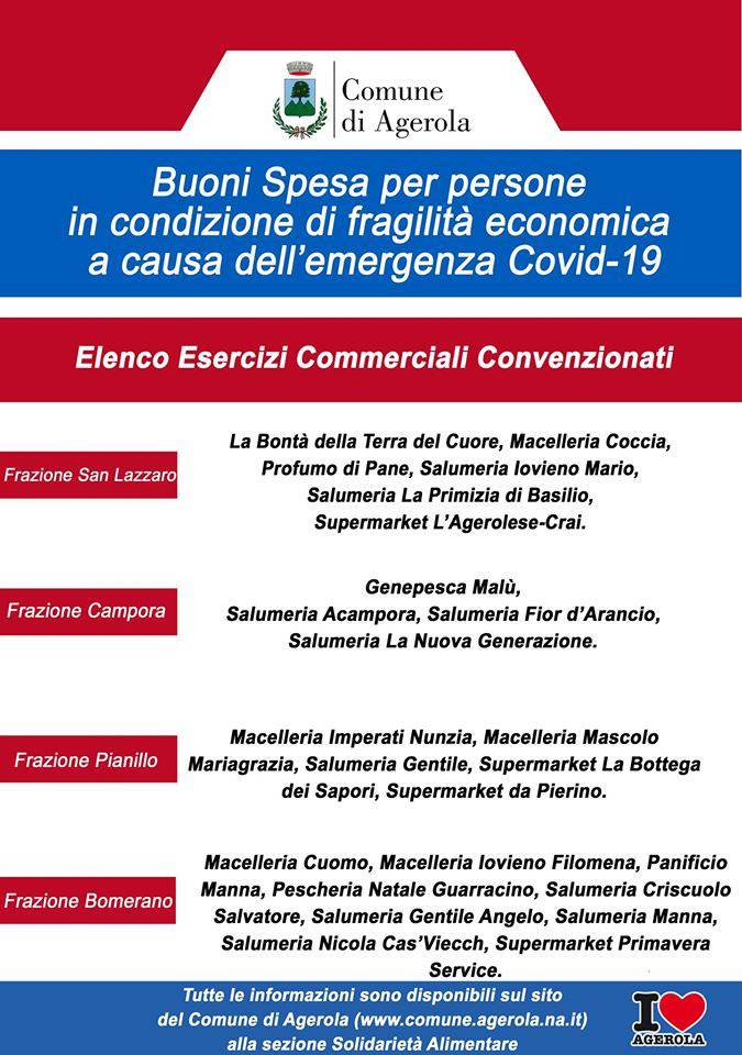 Agerola. Buoni spesa consegnati a 250 famiglie in tempo per Pasqua. Ecco gli esercizi