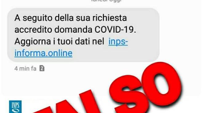 Attenzione al messaggio proveniente da un falso mittente sotto nome dell'INPS