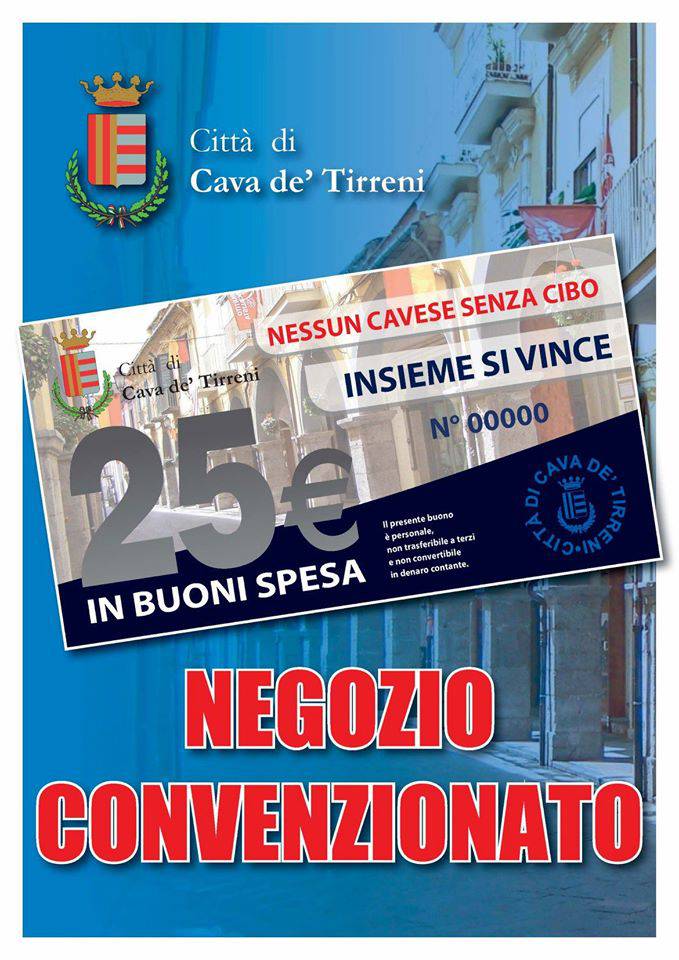 Cava de' Tirreni. Da oggi distribuzione dei buoni spesa a tutti i beneficiari