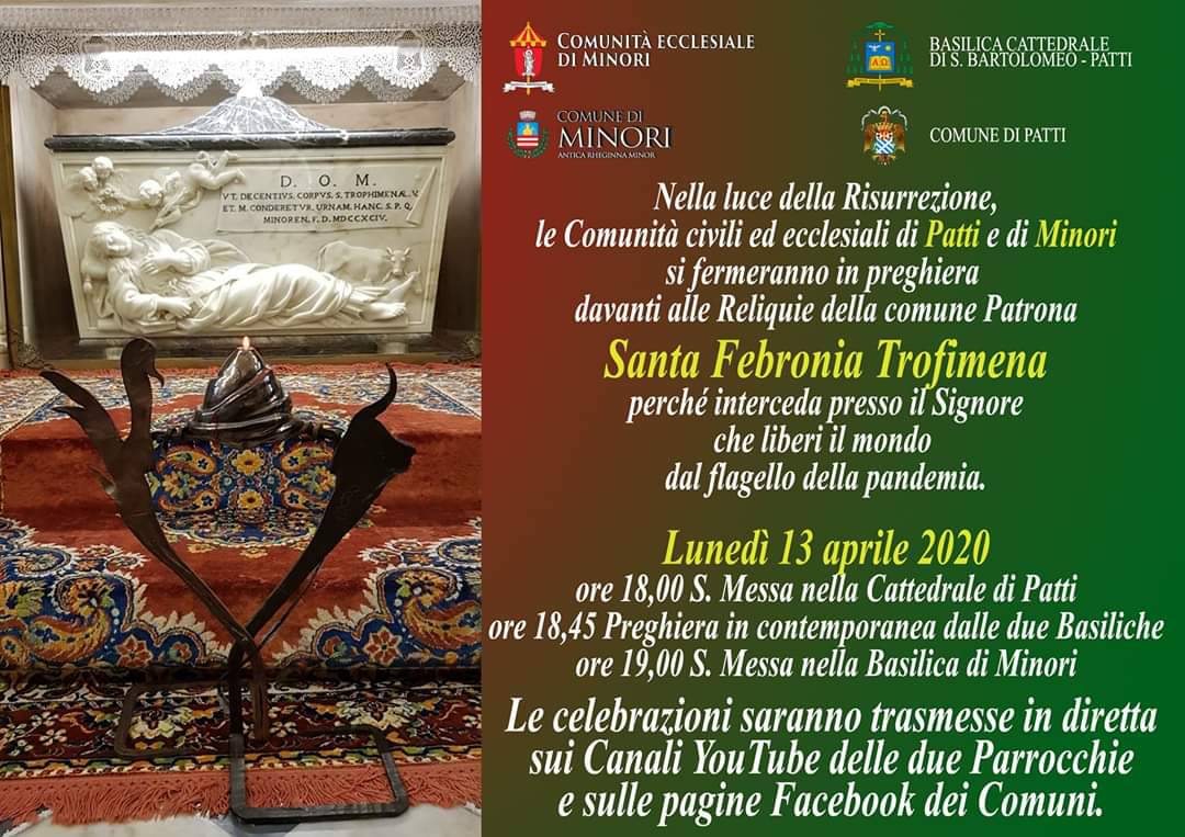 Minori, la preghiera comune davanti alle Reliquie di Santa Trofimena in diretta streaming