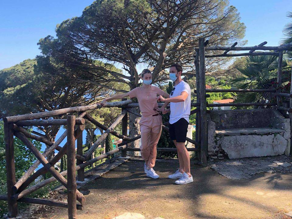 Ravello. Eleonora Abbagnato, Carmen Giannattasio ed Alessandro Preziosi in Villa Rufolo per le riprese del lungom