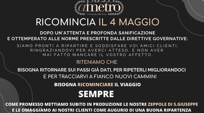 Vico Equense. Pizza a Metro riapre il 4 maggio!