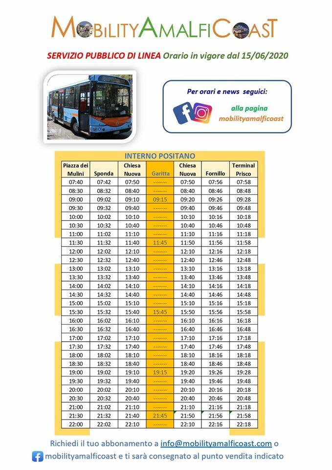 orari tpl positano 15 giu