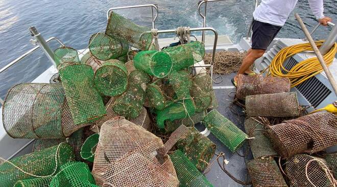 Pesca di frodo e nasse abbandonate, operazione di bonifica delle Fiamme gialle su segnalazione del Wwf