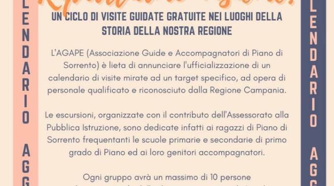 Piano di Sorrento, il calendario delle escursione per studenti e genitori