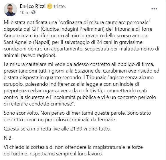 Sant'Agnello. Accusati dal Gip due manifestanti: le parole di Enrico Rizzi