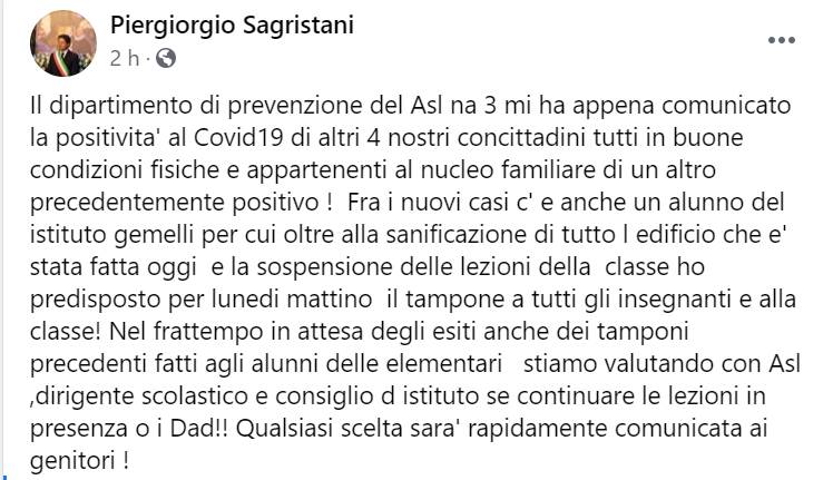 Sant'Agnello, Sagristani: "Positivi altri 4 concittadini"