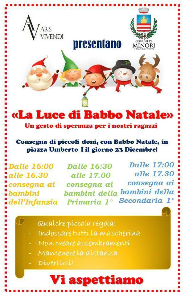 A Minori "La luce di Babbo Natale", un gesto di speranza per i ragazzi con la consegna di piccoli doni