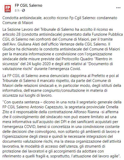 Comune di Maiori condannato