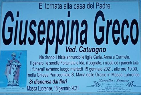 manifesto funebre giuseppina greco 