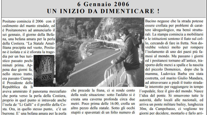 Positano, quando nel 2006 crollò un tratto della S.S. 163 e si costruì un ponte