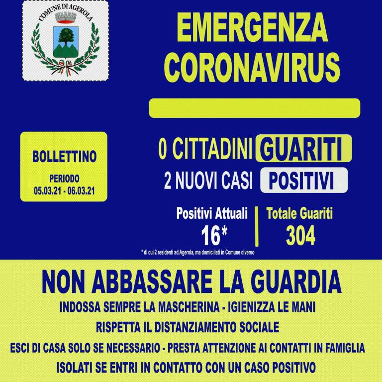 Coronavirus, 2 nuovi casi positivi ad Agerola