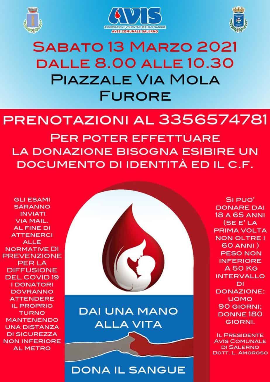Furore, sabato 13 marzo giornata dedicata alla donazione del sangue
