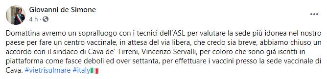 Vaccinazioni in Costa d' Amalfi. Vietri sul mare apre centro vaccinale