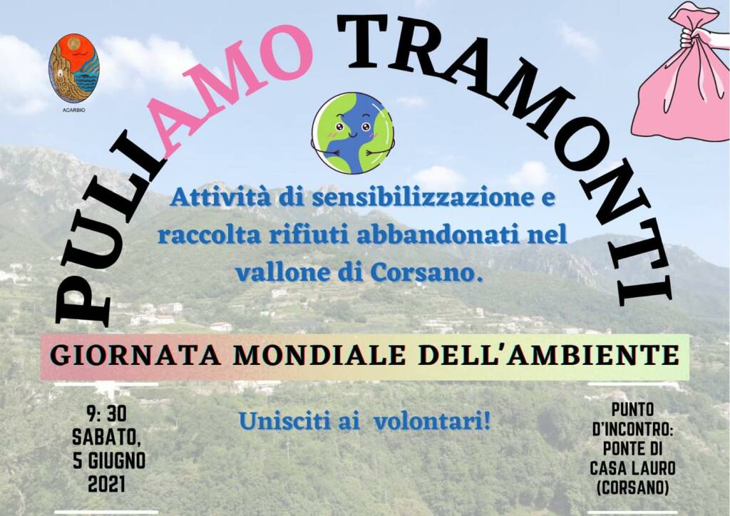 Giornata mondiale dell'Ambiente: domani operazione ripuliamo Tramonti con i ragazzi Erasmus di Acarbio
