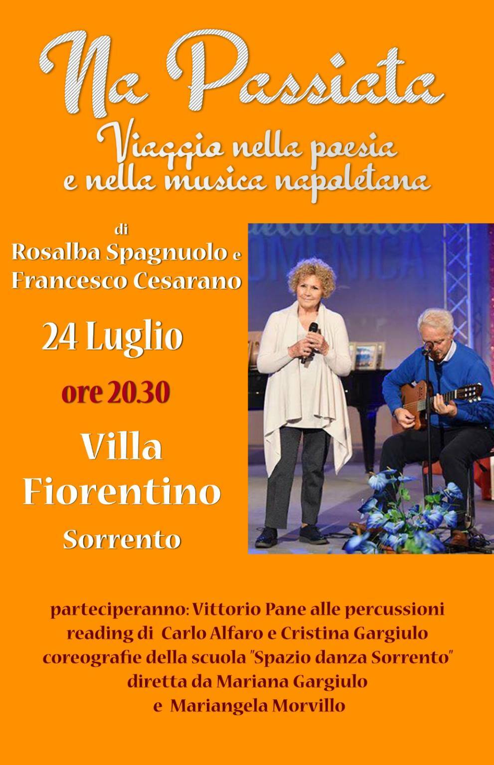 ‘Na Passiata’: la passeggiata del gruppo di Rosalba Spagnuolo tra musica e poesia napoletana a Villa Fiorentino sabato 24 luglio