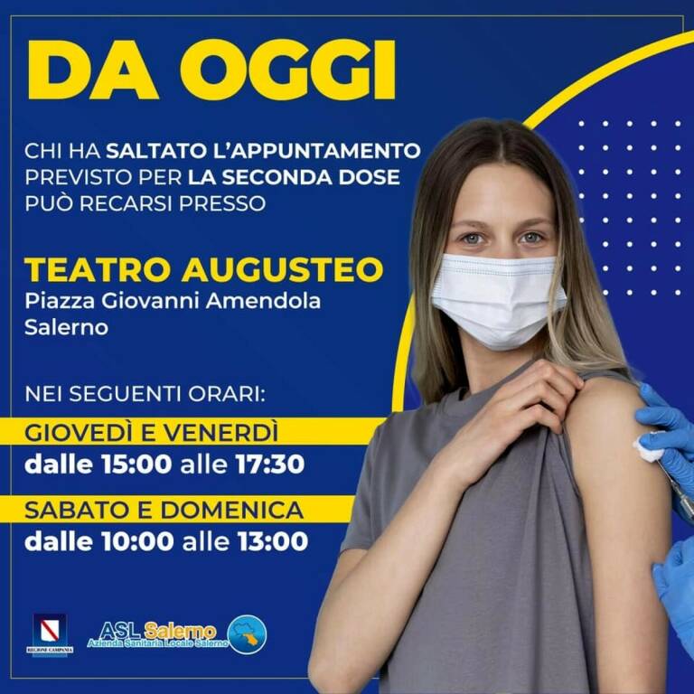 Salerno, no stop alla campagna vaccinale, nuove opportunità per chi ha saltato la seconda dose 