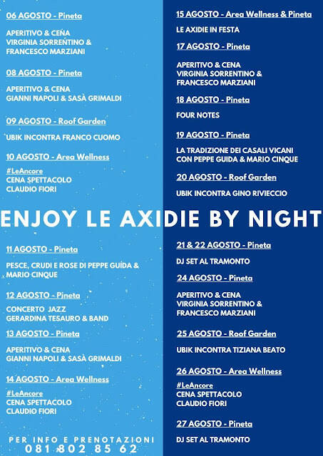 Marina d'Aequa. Enjoy Le Axidie by night: il calendario di agosto  