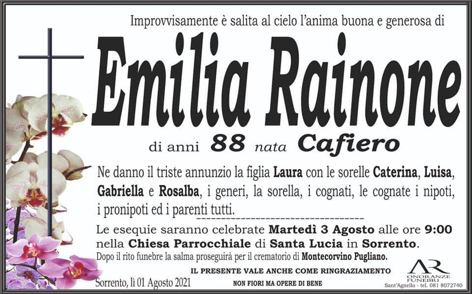 Sorrento piange la scomparsa dell’88enne Emilia Rainone, nata Cafiero