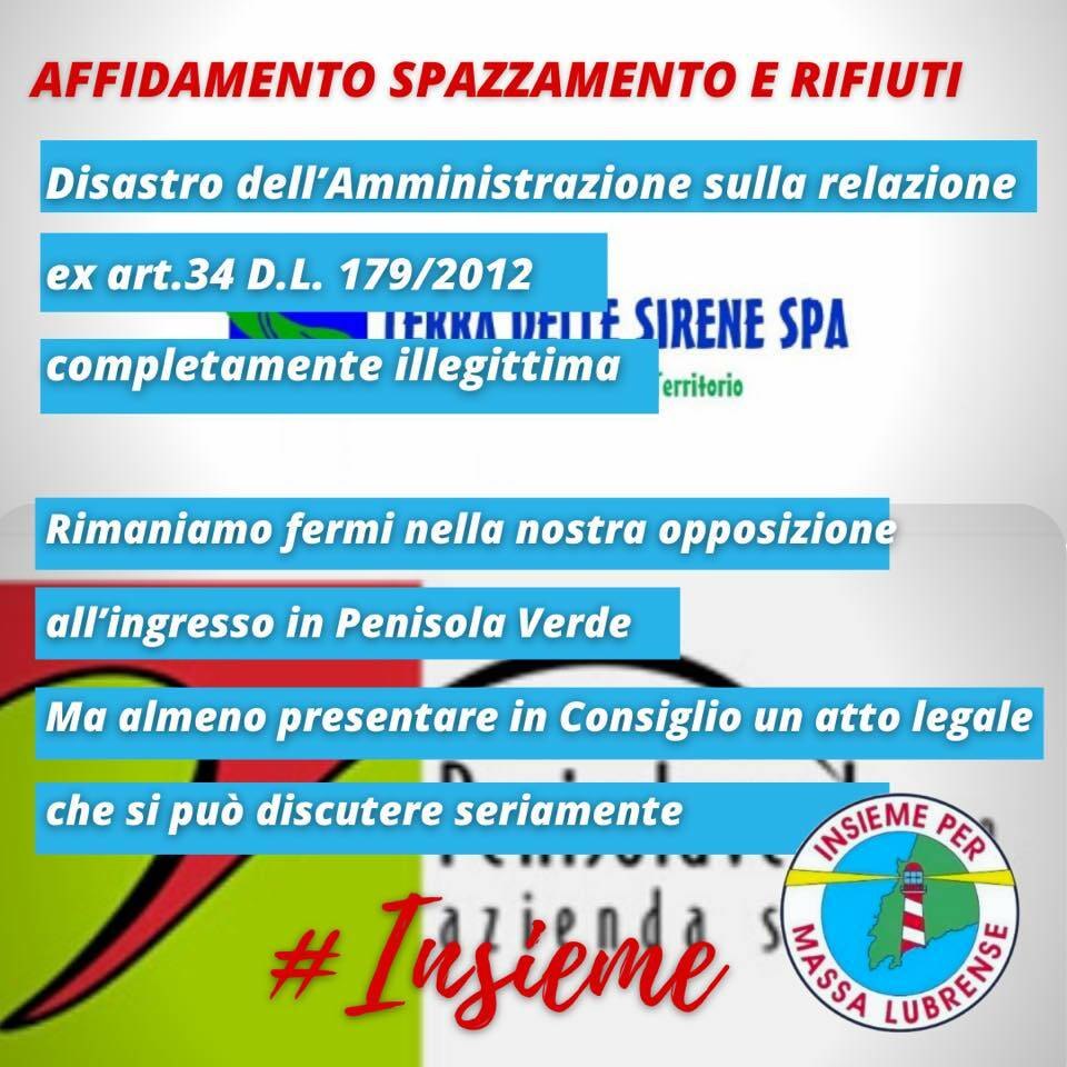 Il Gruppo “Insieme per Massa Lubrense” interviene sulla gestione del servizio spazzamento e rifiuti