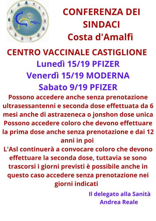 Coronavirus: a Castiglione di Ravello continuano le vaccinazioni con Pfizer e Moderna