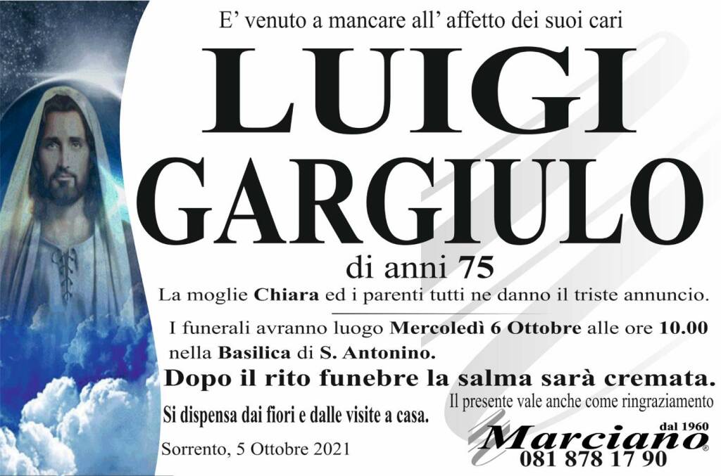 Sorrento piange la scomparsa del 75enne Luigi Gargiulo