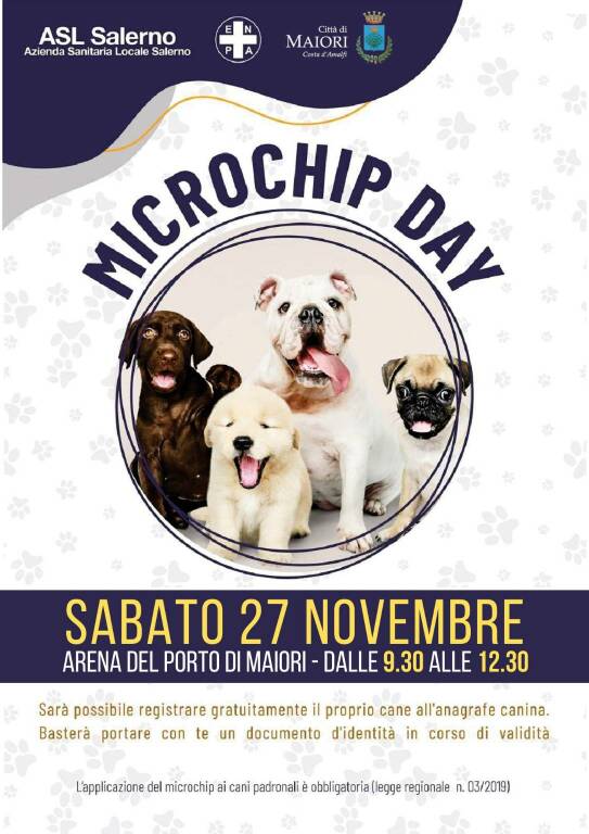 Maiori, sabato 27 novembre all'Arena del Porto il "Microchip Day"