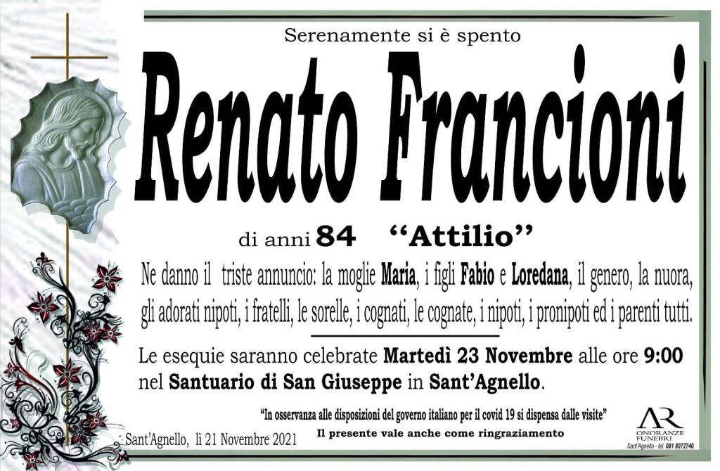 Sant'Agnello piange la scomparsa dell'84enne Renato Francioni ("Attilio")