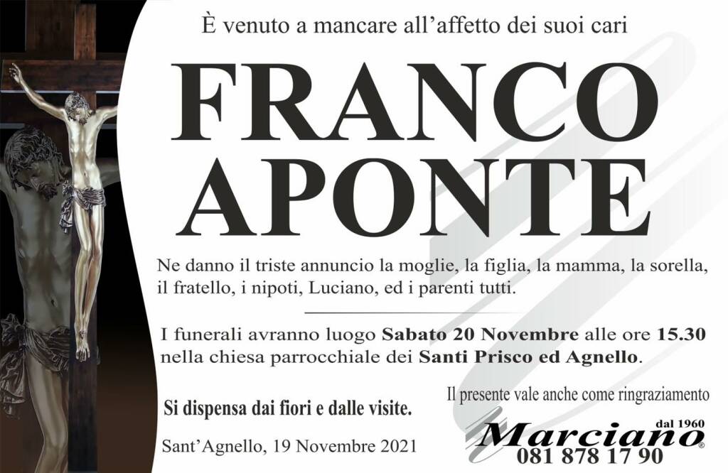 Sant'Agnello piange la scomparsa di Franco Aponte