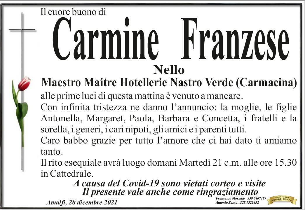 Amalfi, si è spento serenamente Carmine Franzese