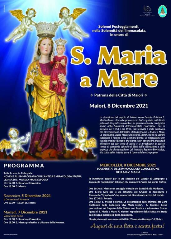 Maiori, solenni festeggiamenti in onore di S. Maria a Mare nella solennità dell'Immacolata Concezione