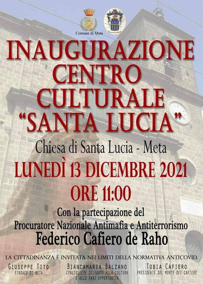 Meta: l'11 dicembre l'inaugurazione del centro culturale "Santa Lucia"